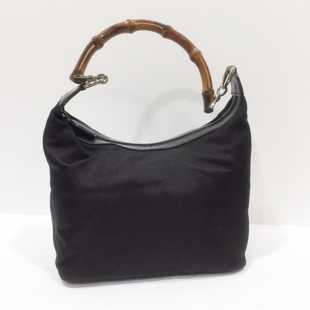 vintage gucci nylon, leather, and bamboo hobo - Picture 3 of 12